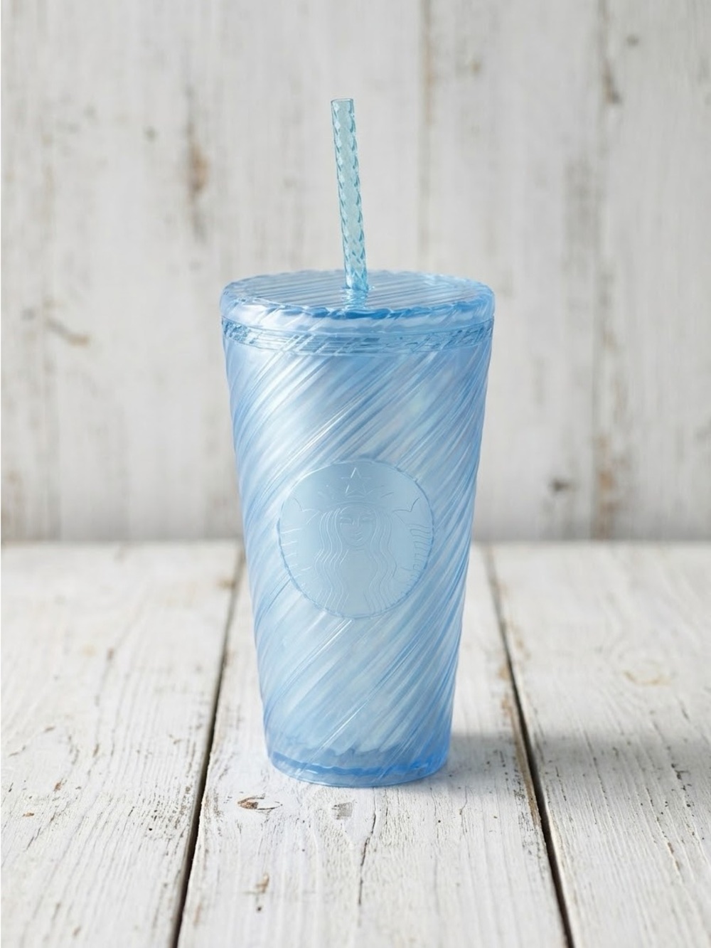 NWT Starbucks Summer 2024 Light Blue Crystal Swirl Grande Tumbler Cold Cup 16OZ